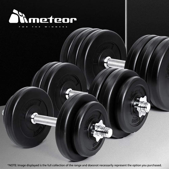 METEOR ESSENTIAL DUMBBELL SET Weight Dumbbells Plates Home Gym Fitness Exercise