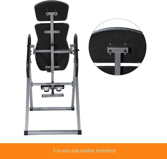 Gravity Inversion Table Heavy Duty Back Stretcher Back Pain Inverter W/Pvc Belt Home Gym Machine Fitness Height Adjustable