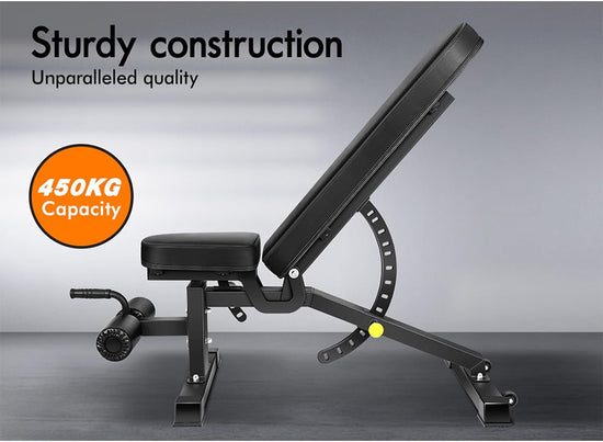 Foldable Weight Bench for Incline Decline Flat Dumbbell Press, Adjustable FID Bench with 14 Positions for Full Body Exercise, Utility Fitness Equipment for Commercial & Home Gym, Max 450Kg