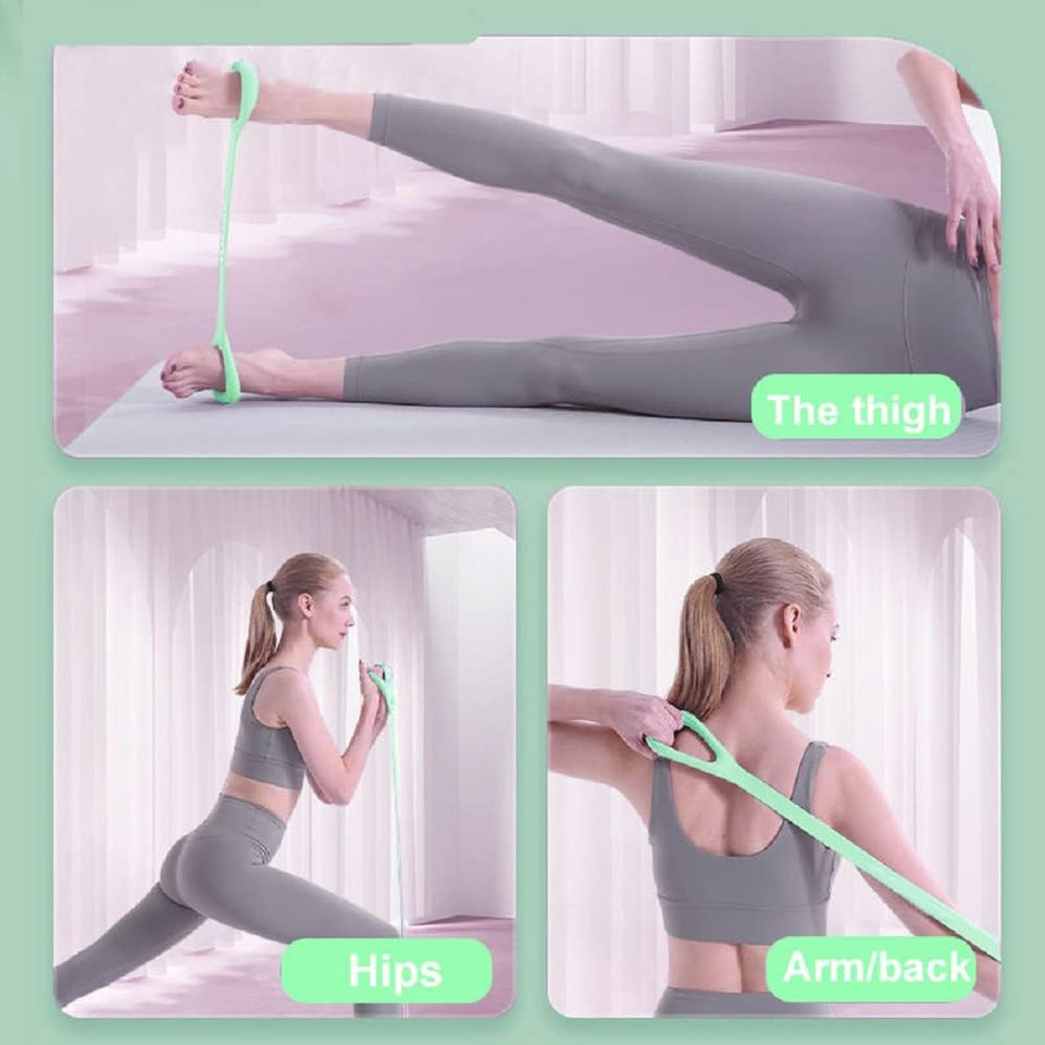 Figure 8 Resistance Band, Arm Back Shoulder Exercise Elastic Rope Stretch Fitness Band, Foot, Leg, Hand Stretcher, Arm Exerciser for Yoga Pilates Stretching Physical Therapy, Home Gym Workout