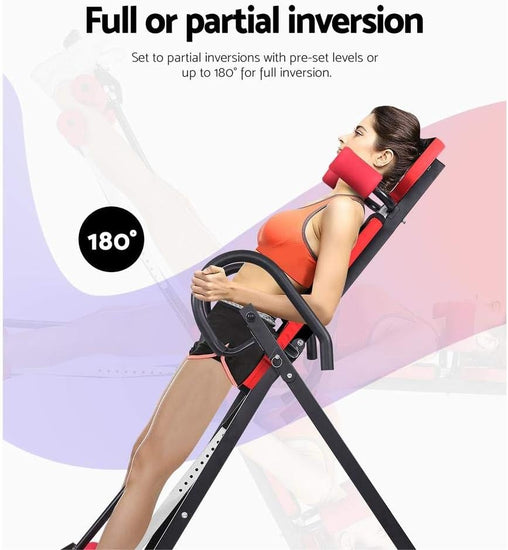 Inversion Table, Folding Gravity Tables Back Stretcher Exercise Bench Upside down Machine Inverter for Backs Pain Fitness Gym Equipment Home Workout, 120Kg Weight Capacity Black
