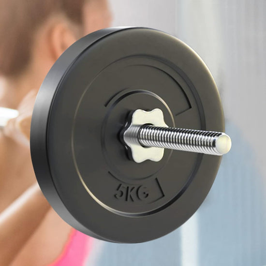 18Kg Barbell Set, Weight Plates Barbells Bar Strength Training Exercise Fitness Equipment for Home Gym, with Standard Ring Stable Stand 2 Spring Lock Black