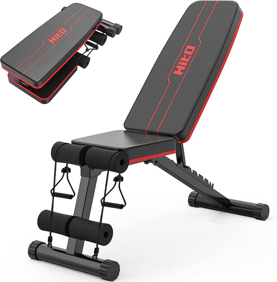 Weight Bench, Adjustable Weight Bench, Strength Training Benches for Full Body Workout & Home Gym with Resistance Bands
