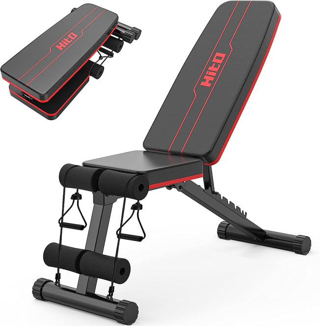 Weight Bench, Adjustable Weight Bench, Strength Training Benches for Full Body Workout & Home Gym with Resistance Bands