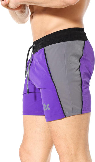 Men'S Gym Sport Shorts, Lightweight Workout Fitness Running Shorts 5" Quick Dry Exercise Bodybuilding Shorts Zip Pocket