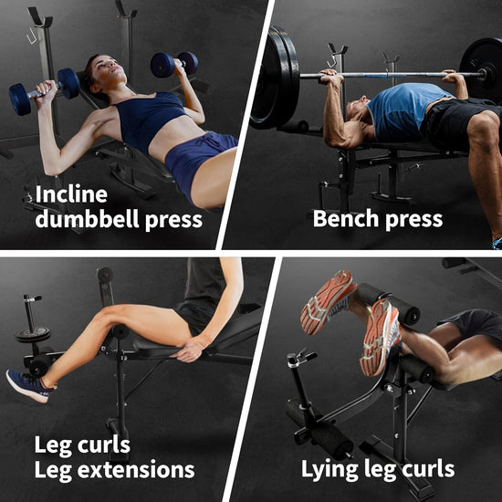 Olympic Weight Bench with Squat Rack - Foldable Bench Press with Leg Developer, Multi-Station Exercise Strength Training Workout Bench for Home Gym, 250KG Weight Capacity