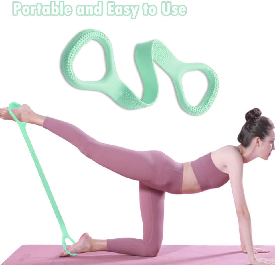 Figure 8 Resistance Band, Arm Back Shoulder Exercise Elastic Rope Stretch Fitness Band, Foot, Leg, Hand Stretcher, Arm Exerciser for Yoga Pilates Stretching Physical Therapy, Home Gym Workout