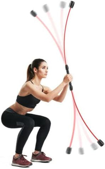 Training Stick, 5.2Ft Multi-Function Fitness Elastic Rod, Red Removable Exercise Flexi-Bar, for Adults Home