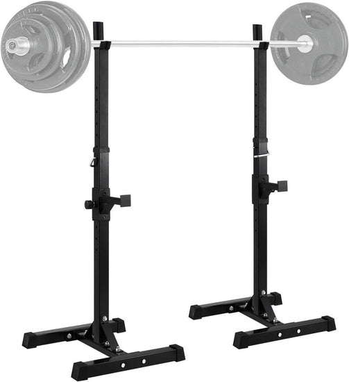Pair of Adjustable Barbell Squat Rack Stand - High-Quality Olympic Barbell Holder, Power Portable Weight Lifting Standard Barbell Handle for Bench Press, Squats, Overhead Press Fitness Gym Exercise Equipment