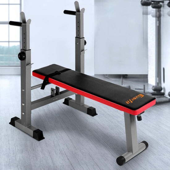 Weight Bench Multi Station Press Barbell Home Gym FID Chair Flat Incline Decline Toning Exercise Equipment Military Row Leg Extension Preacher Curl