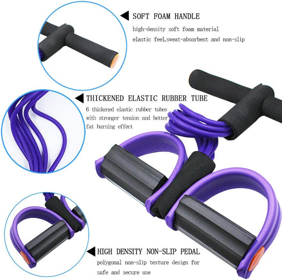 Multifunction Tension Rope, 6-Tube Elastic Yoga Pedal Puller Resistance Band, Natural Latex Tension Rope Fitness, for Abdomen/Waist/Arm/Leg Stretching Slimming Training