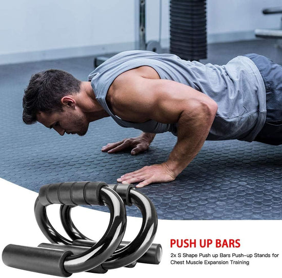 Push up Bar S Shapes, Push up Stands Support Sweat Absorbent Thick Sponge Non-Slip Fitness Stand for Men Women Strength Training Workout Equipment Home Gym - Push up Handles for Floor