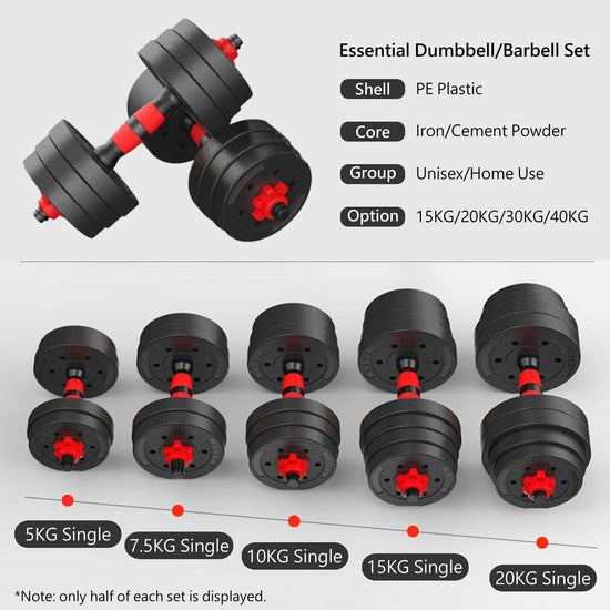 Meteor Essential Barbell Set - Entry Level Dumbbell Set Home Gym Dumbbell Weightlifting Weight Plates Dumbbell Barbell