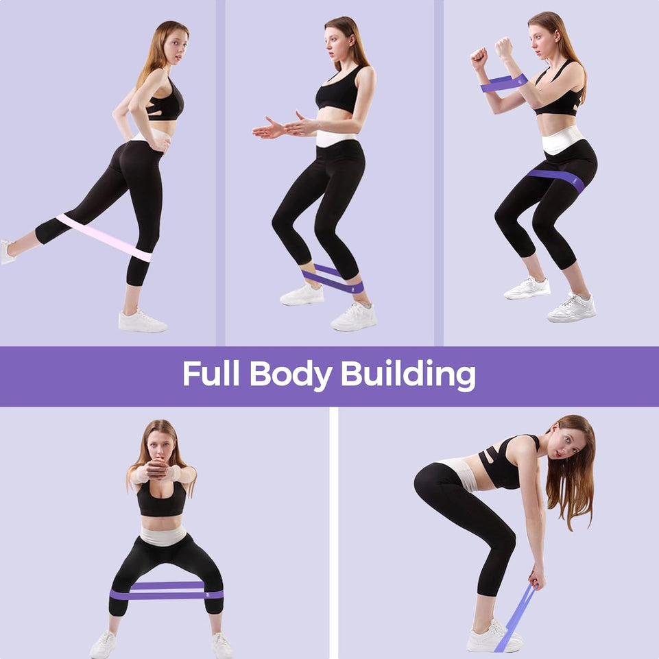 Resistance Bands [Set of 5], Resistance Band for Women and Men, Skin-Friendly Resistance Fitness Exercise Loop Bands 5 Levels for Legs and Glutes,Arms,Pilates,Yoga-Carry Bag Included