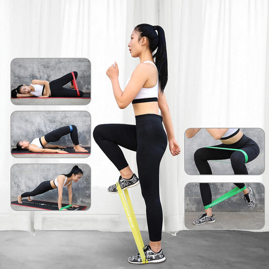 Resistance Loop Bands, Exercise Bands Set of 5 Rubber Latex Anti-Slip Resistance Band with 5 Different Resistance Levels for Workout, Stretching, Physical Therapy, Yoga and Home Fitness with Carrying Bag