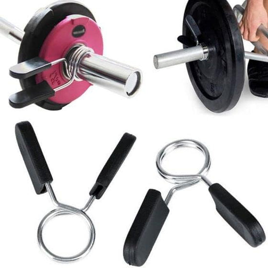 Spring Collar Clips for Olympic Bars Dumbells Barbells Gym Equipment Clamp, Soft Plastic Handles, High Grade Steel, Weightlifting, Gym, Fitness