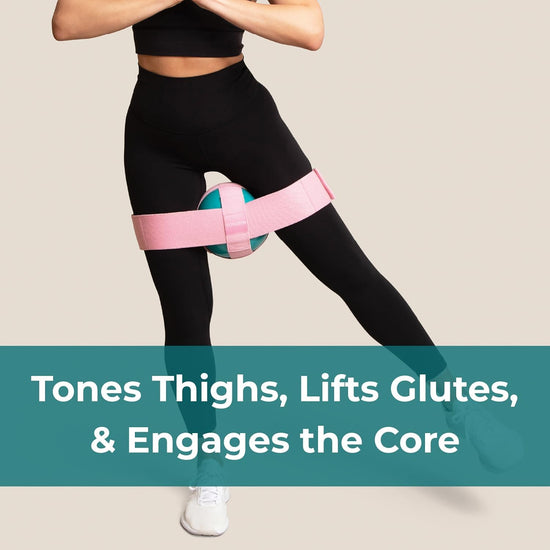 Exercise Thigh Toner with Adjustable 3Lb Rubber Workout Ball , Includes Air Pump - Pink