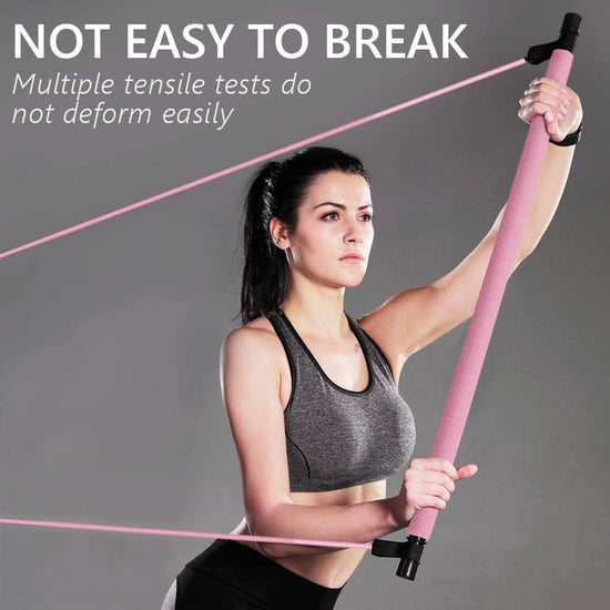 Portable Pilates Bar Kit with Exercise Resistance Band, Pilates Exercise Stick Yoga Fitness Bar with Foot Loop, Muscle Sculpt Leg Stretcher Home Gym Workout Equipment for Total Body Exercise