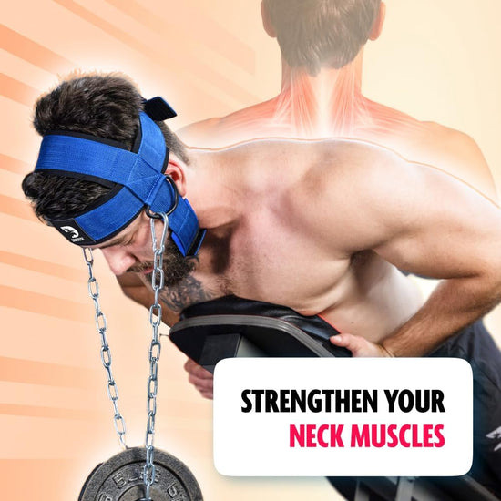 Neck Harness for Weight Training & Injury Recovery, Long Steel Chain and D-Rings, Neck Workout Equipment to Improve Muscle Strength