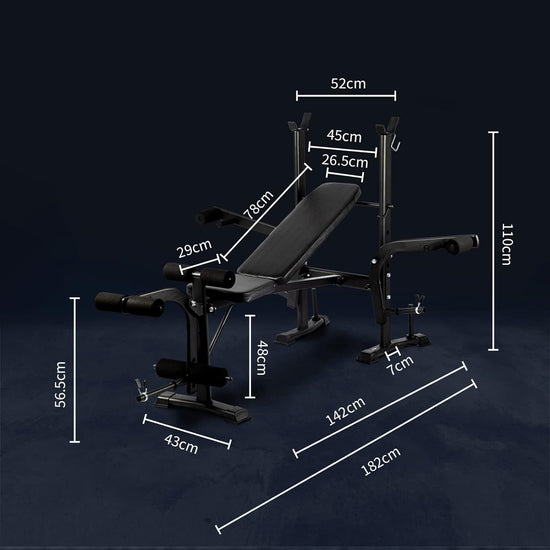 Olympic Weight Bench with Squat Rack - Foldable Bench Press with Leg Developer, Multi-Station Exercise Strength Training Workout Bench for Home Gym, 250KG Weight Capacity