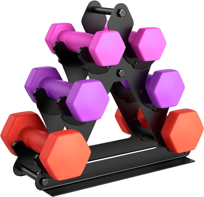 3 Tier Weight Rack for Dumbbells - Compact Holder Small Dumbbell Stand Only Works 1-15 LBS, Metal Weights Organizer Designed Child Women Home Gym Exercise