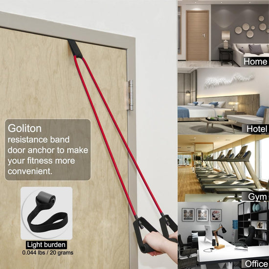 Resistance Band Door Anchor Secure Door Anchor Accessory Replacement and 2X Resistance Band Handles Exercise Band Handles Works with Resistance Band to Create Your Home Gym