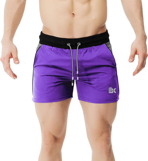Men'S Gym Sport Shorts, Lightweight Workout Fitness Running Shorts 5" Quick Dry Exercise Bodybuilding Shorts Zip Pocket