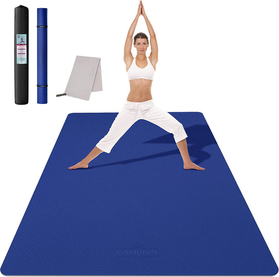 Large Yoga Mat (183 X 114Cm; 6Mm Thick) Extra Wide Workout Mat for Men and Women, Yoga Mat Thick Exercise Mats for Home Workout, Yoga, Pilates