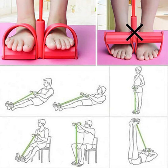 Versatile Fitness Resistance Bands with Foot Pedals - Multi-Functional Exercise Tension Ropes for Home Workouts, Durable NBR Foam & Natural Latex Material