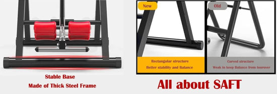 Gravity Inversion Table - Upside down Machine - Heavy Duty- Red/Black - Gym Fitness