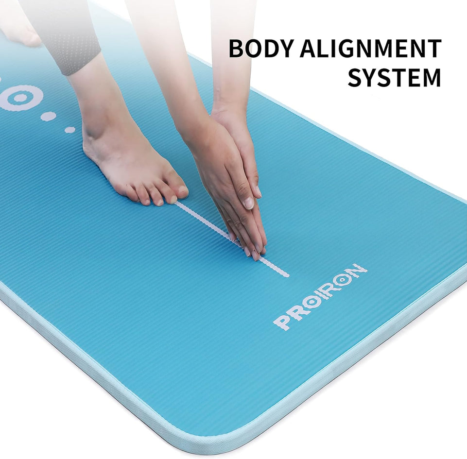 Yoga Mat Eco Friendly NBR All-Purpose 10Mm Thick Non-Slip Exercise Mat High Density Anti-Tear Pilates Mat with Carrying Strap for Yoga Pilates and Gymnastics - 183Cm X 66Cm X 1Cm - 4 Colours(Only Official Brand : )