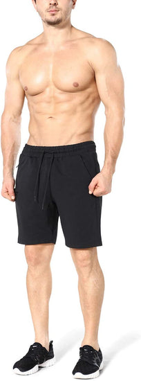 Mens Gym Running Shorts, Workout Athletic Bodybuilding Fitness Shorts with Zip Pockets