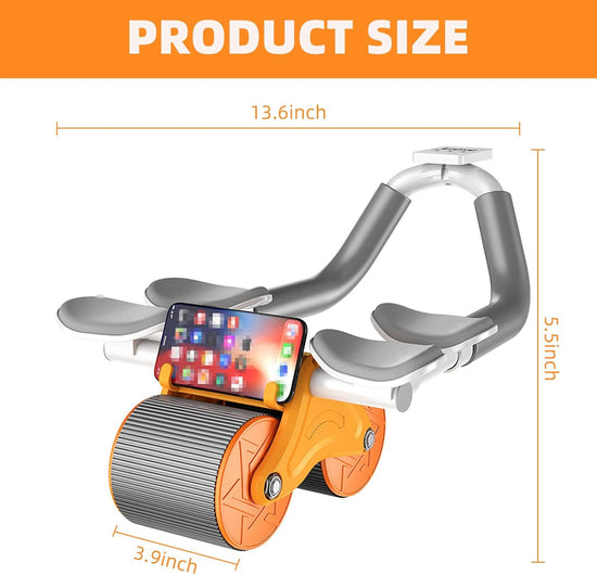 Ab Roller with Elbow Support, New Upgraded Automatic Rebound Abdominal Wheel with 4 Elbow Support, Timer, Knee Pad, Abs Workout Equipment，Dolly Core Strengthening Trainer Fitness Belly Training