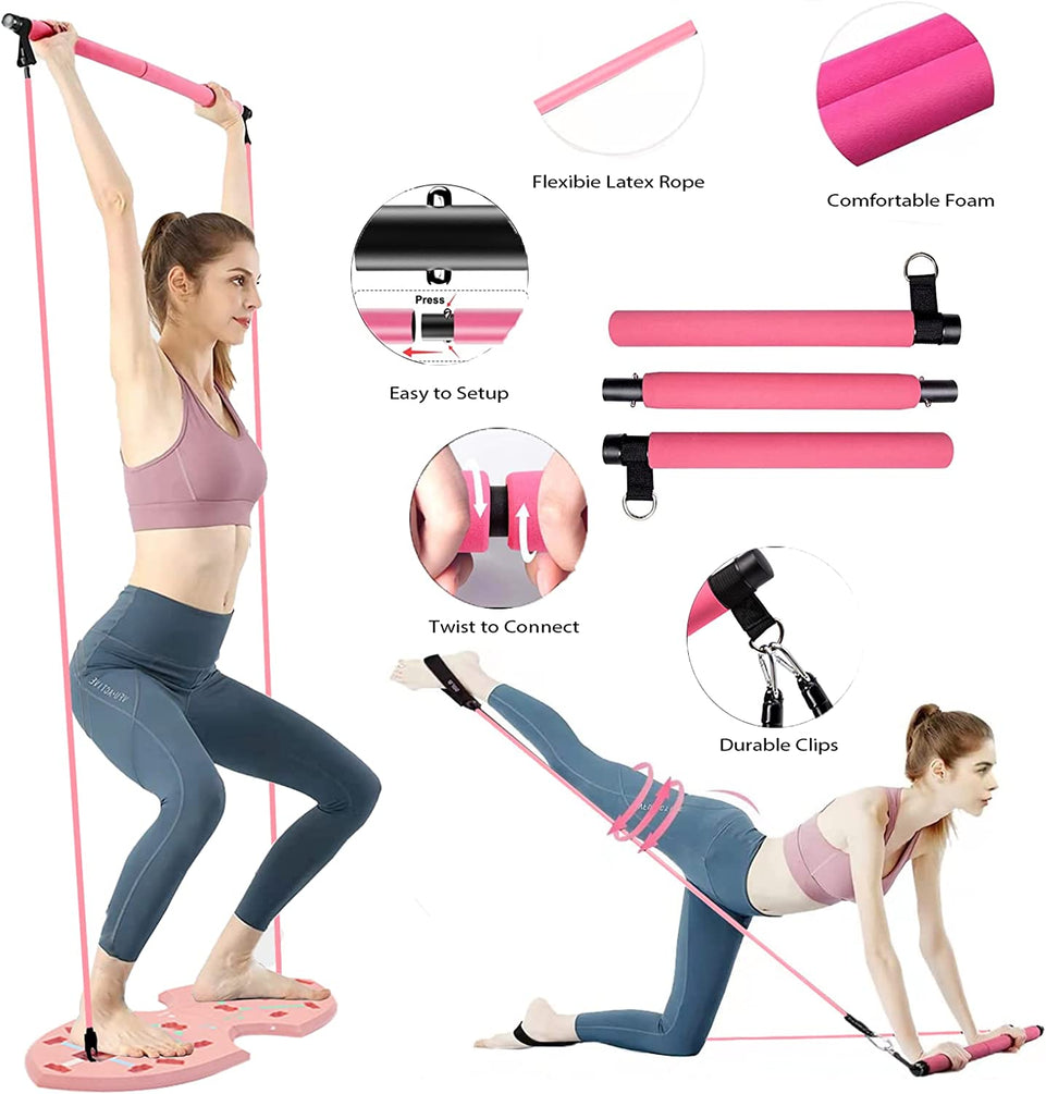 Push up Board, Portable Home Workout Equipment for Women & Men, Core Sliders for Body Toning & Strength Training - Premium Pink Edition