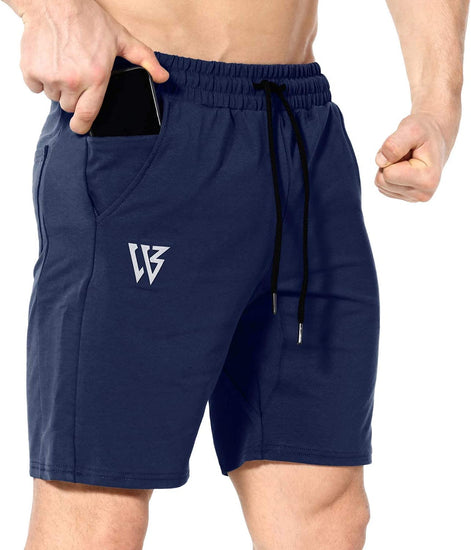 Mens Gym Running Shorts, Workout Athletic Bodybuilding Fitness Shorts with Zip Pockets