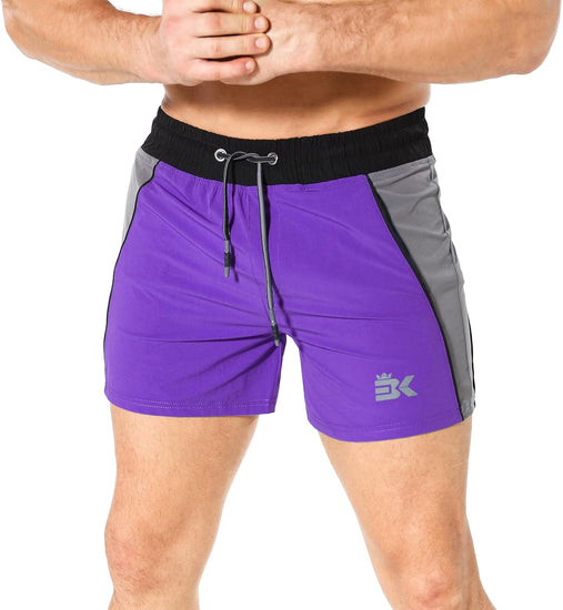 Men'S Gym Sport Shorts, Lightweight Workout Fitness Running Shorts 5" Quick Dry Exercise Bodybuilding Shorts Zip Pocket