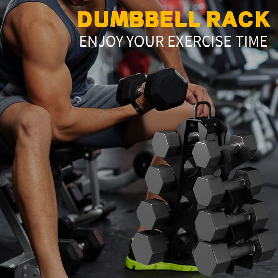 Dumbbell Rack, Weight Rack for Dumbbells, 4 Tiers A-Frame Dumbbell Rack Stand with Handle, Alloy Steel Dumbbell Rack for Home Gyms and Offices (Dumbbell Rack Only)