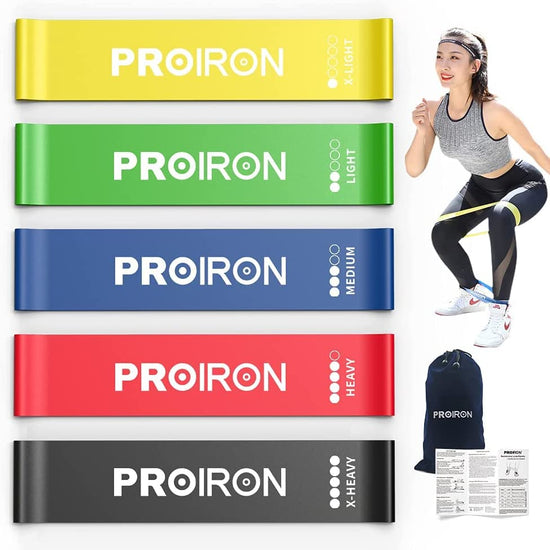 Resistance Loop Bands, Exercise Bands Set of 5 Rubber Latex Anti-Slip Resistance Band with 5 Different Resistance Levels for Workout, Stretching, Physical Therapy, Yoga and Home Fitness with Carrying Bag