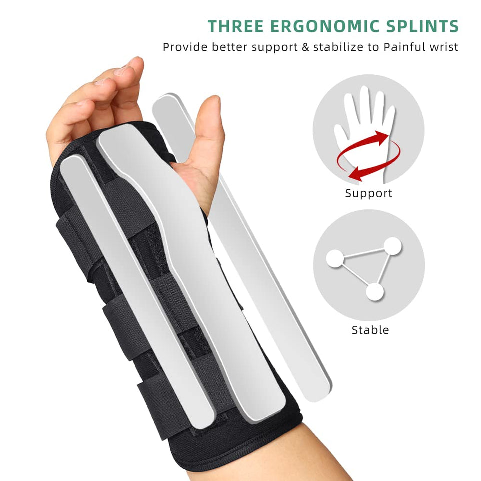 Wrist Brace, Carpal Tunnel Splint with Three Metal Support Strip for Tendonitis Arthritis Pain Relief for Men and Women [1Pcs] (Left Hand)
