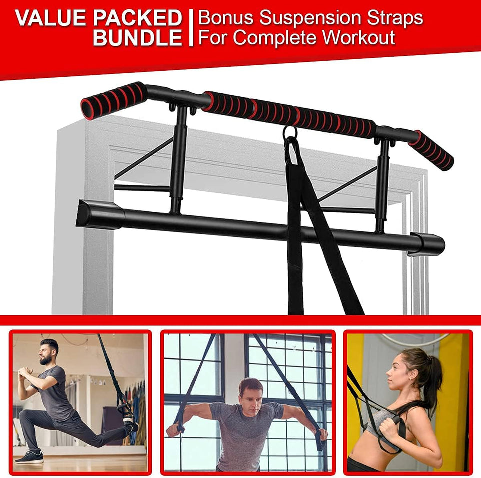 [2023 Upgrade] Multi-Grip Pull up Bar for Doorway, Portable Pullup Chin up Bar Home, No Screws, Multifunctional Dip Bar Fitness, Door Exercise Equipment Body Gym System Trainer