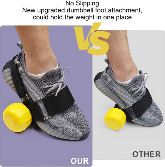 Monkeyfeet Dumbbell Attachment - Foot Weights for Exercise, Tibialis Trainer, Leg Workouts - Adjustable Ankle Weights & Ankle Straps for Weight Lifting - Home Gym Equipment for Leg Extensions,