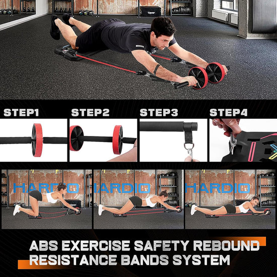Push up Board Home Gym Portable Home Fitness System, Large Compact Foldable Push up Board, Push up Bar with Resistance Bands, Strength Training Kit with Pilates Bar & Ab Roller Wheel Fitness Accessories