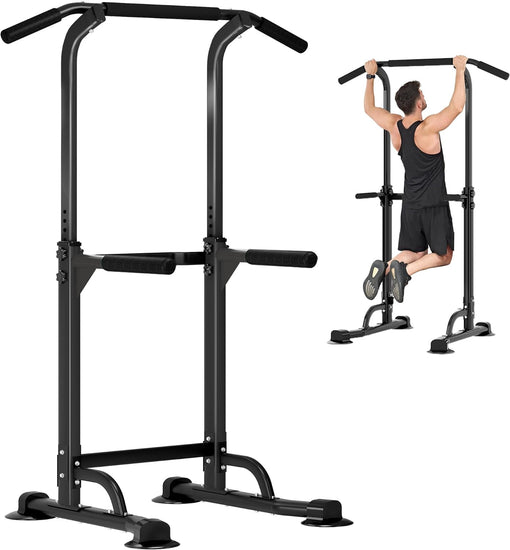 Multi-Function Power Tower Adjustable Height Pull up and Dip Station Strength Training Fitness Workout Station