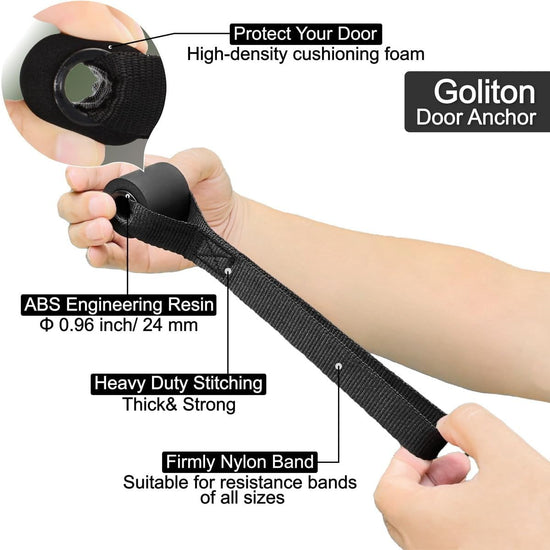 Resistance Band Door Anchor Secure Door Anchor Accessory Replacement and 2X Resistance Band Handles Exercise Band Handles Works with Resistance Band to Create Your Home Gym