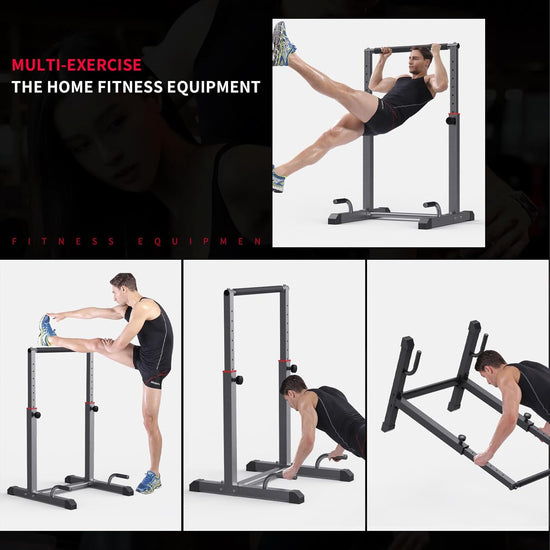Dip Bar Station Set, 9 Level Adjustable Pull up Bar, 1200Lbs Heave Duty Dip Station for Full Body Workout Fitness,Functional Parallettes Bars