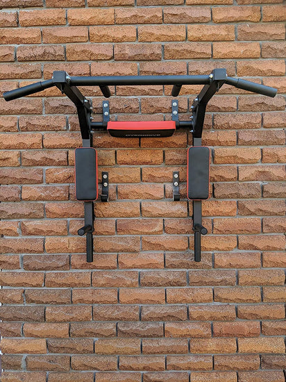Pull up Bar and Dip Station by  Heavy Duty Wall Mounted Multi Grip Chip up Bar and Dip Bar for Home Gym Body Weight Exercise and Strength Training