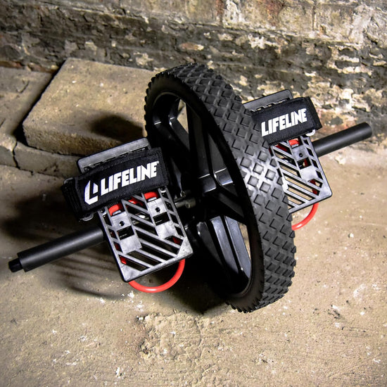 Power Wheel for at Home Full Body Functional Fitness Strength Including Abs & Core, Lower Body and Upper Body with Foot Straps for More Workout Options