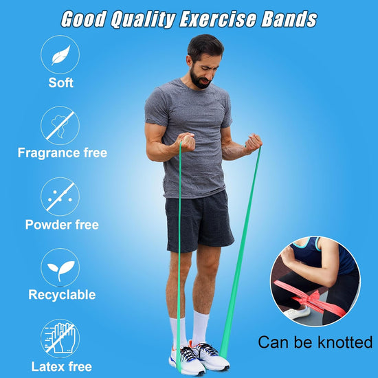 Resistance Bands for Working Out Women and Men, Physical Therapy Bands, Elastic and Exercise Bands Set for Stretching, Suitable for Rehab, Yoga, Pilates, Gym, Home Exercise
