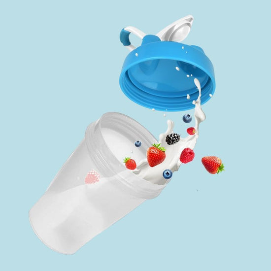 Blender W. Classic Loop Top & Stainless Whisk Ball-Perfect for Protein Shakes and Pre Workout (Clear Body-16 Oz, White/Clear)