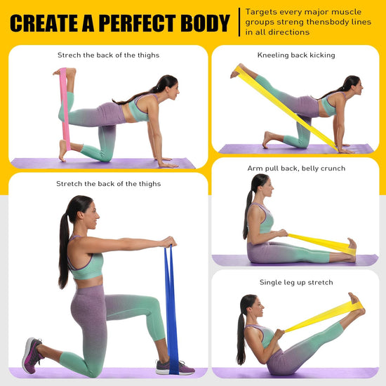 Resistance Bands,  Exercise Bands, Fitness Bands for Physical Therapy, Strength Training, Yoga, Pilates, Stretching, Non-Latex Elastic Bands with Different Strengths,Workout Bands for Home